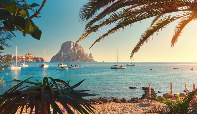 Cala d'Hort beach, Ibiza - one of the best yoga destinations and home to some of the best Yoga Retreats in Spain