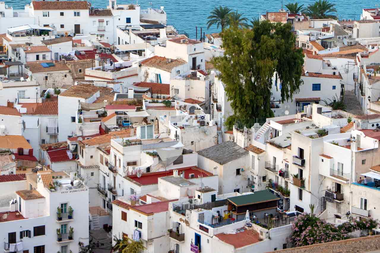 Old Ibiza Town. One of several destinations for yoga retreats in Ibiza