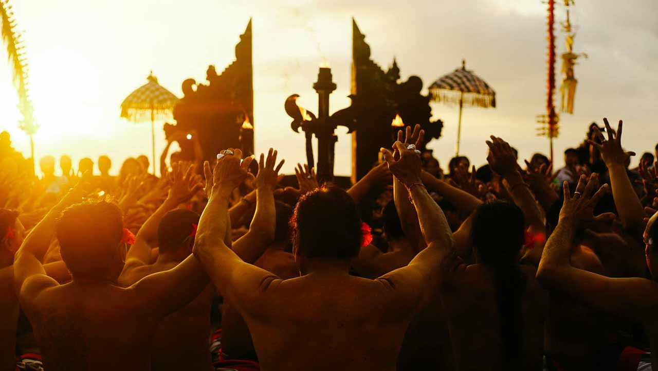 Uluwatu temple in Bali at sunset